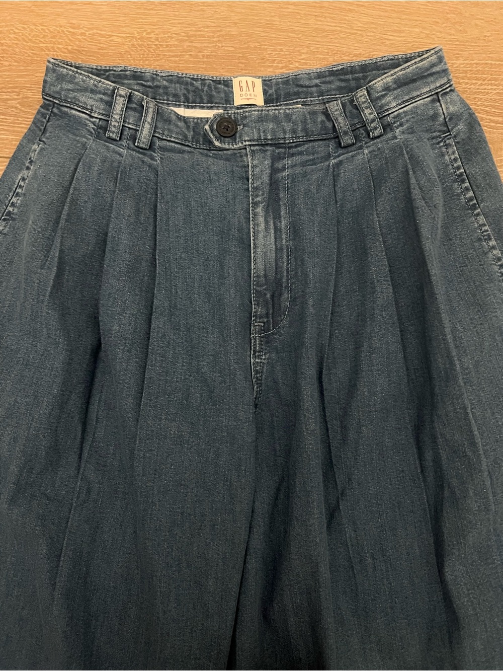 GAP x DOEN Blue Denim High-Rise Wide Legged Palazzo Denim Trousers size 2 - Picture 6 of 8